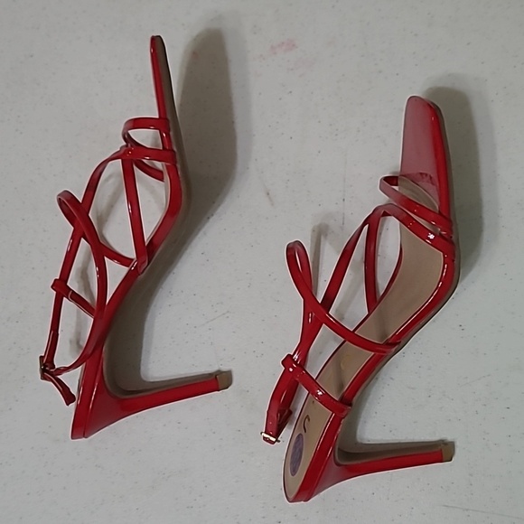 Unisa Candy Apple Red Strappy Heels with Square Toe size 8.5 - Picture 4 of 9